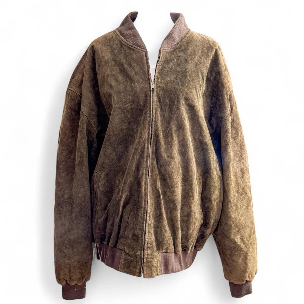 Men's Green Suede Bomber Jacket